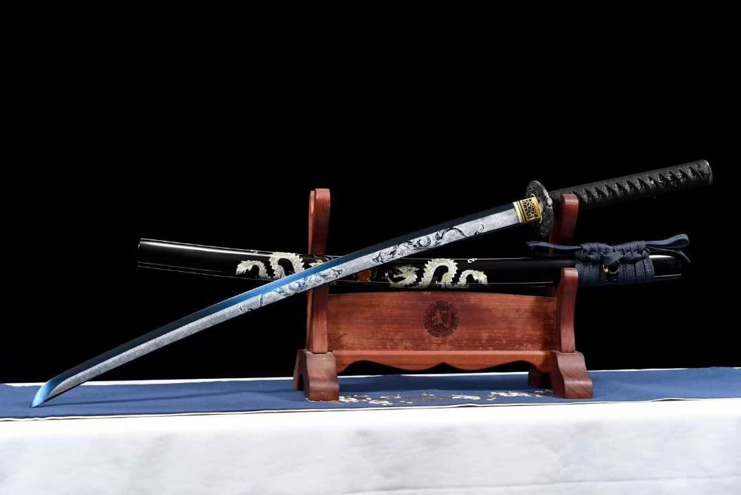 【墨竜武士刀】古兵器 刀装具 日本刀　模造刀 居合刀 武士道 鑑賞用 美術刀