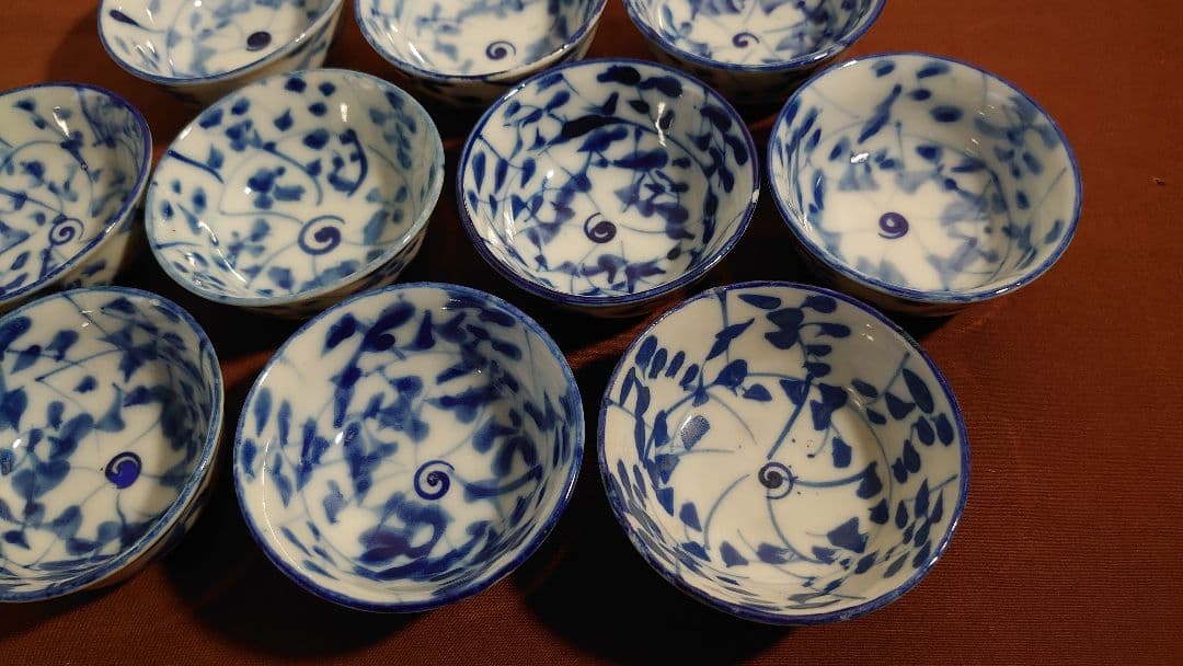 古伊万里　伊万里　染付　なずな　なずな文　煎茶碗　蔵出し　10客