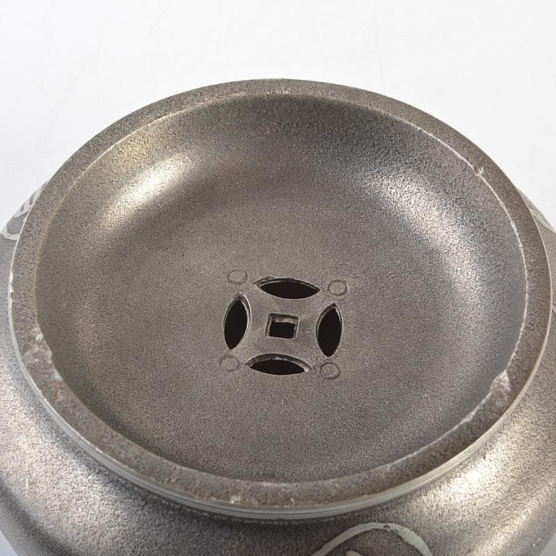 煎茶道具　 間村自造　錫製　文字文　茶こぼし　約269g　V　R7017