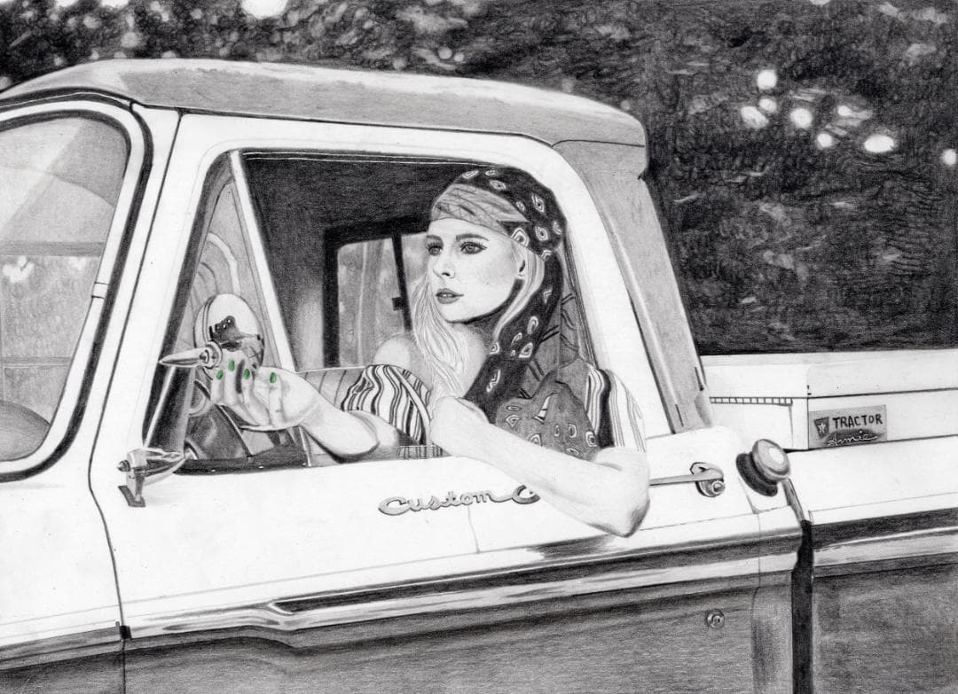 鉛筆画「A road to Arizona」　B5大サイズ