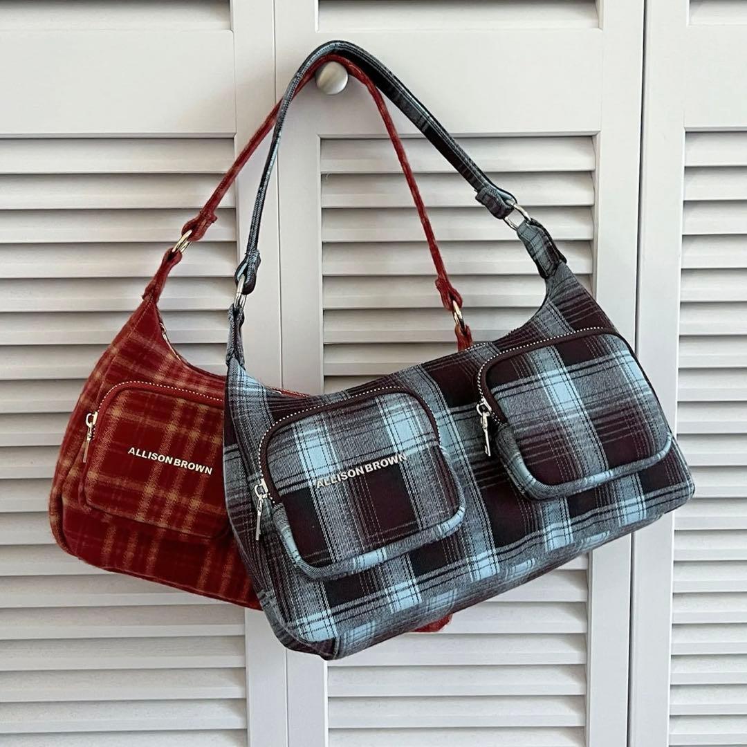 バッグ ALLISON BROWN CHECK SHOULDER BAG