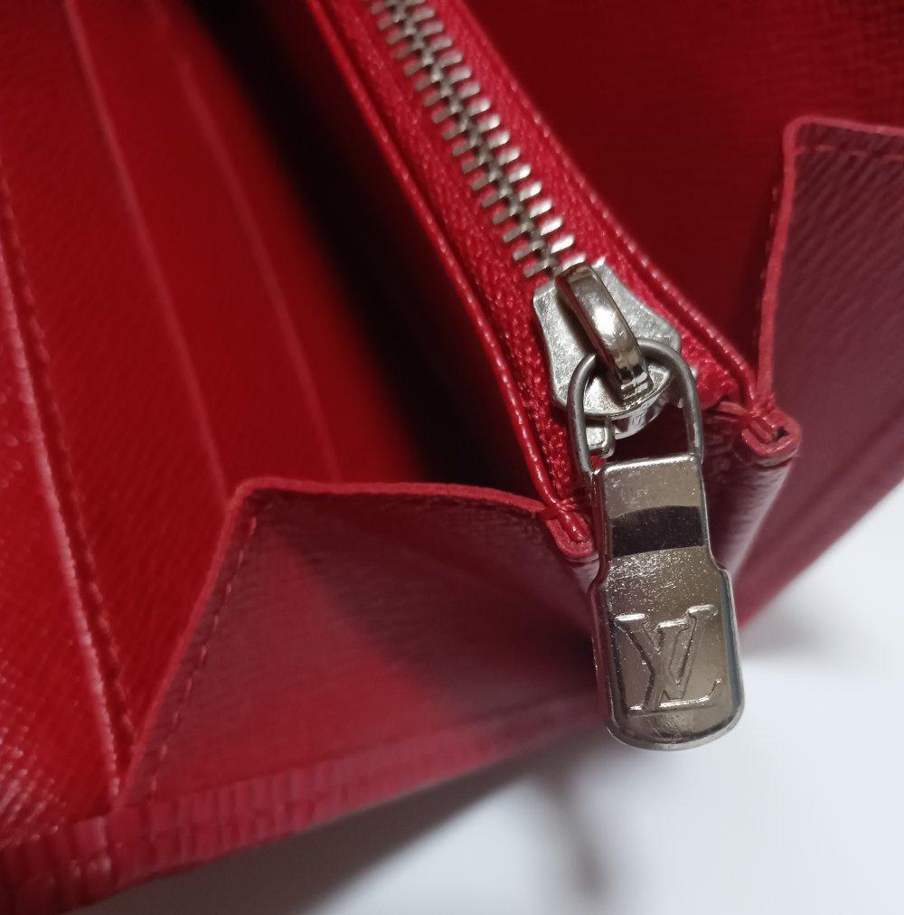【ルイ・ヴィトン 長財布】エピレザー ポルトフォイユ サラ 赤 中古