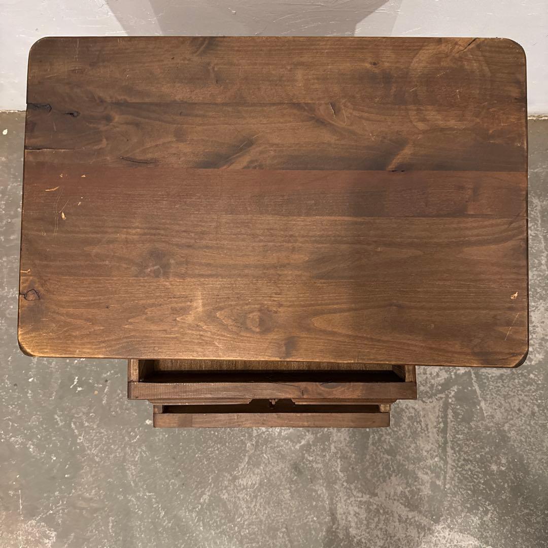 ヴィンテージ　木製サイドテーブル　2段引き出し付き