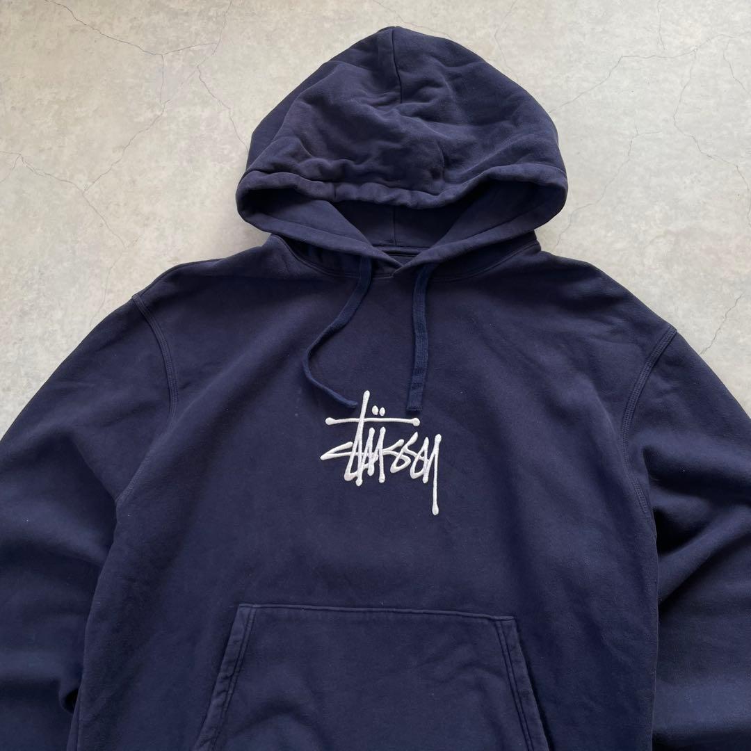STUSSY ステューシー パーカー デカロゴ ネイビー