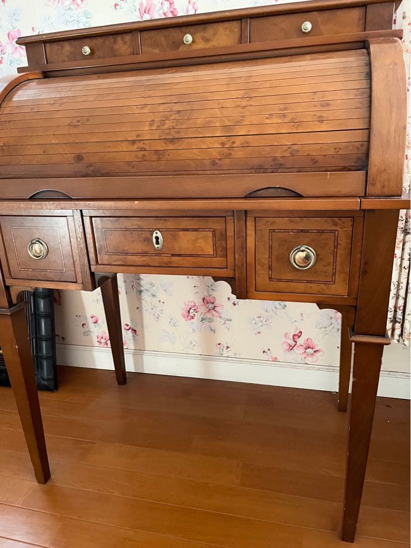 【高級イタリア製】ライティングビューロー デスク ブラウン