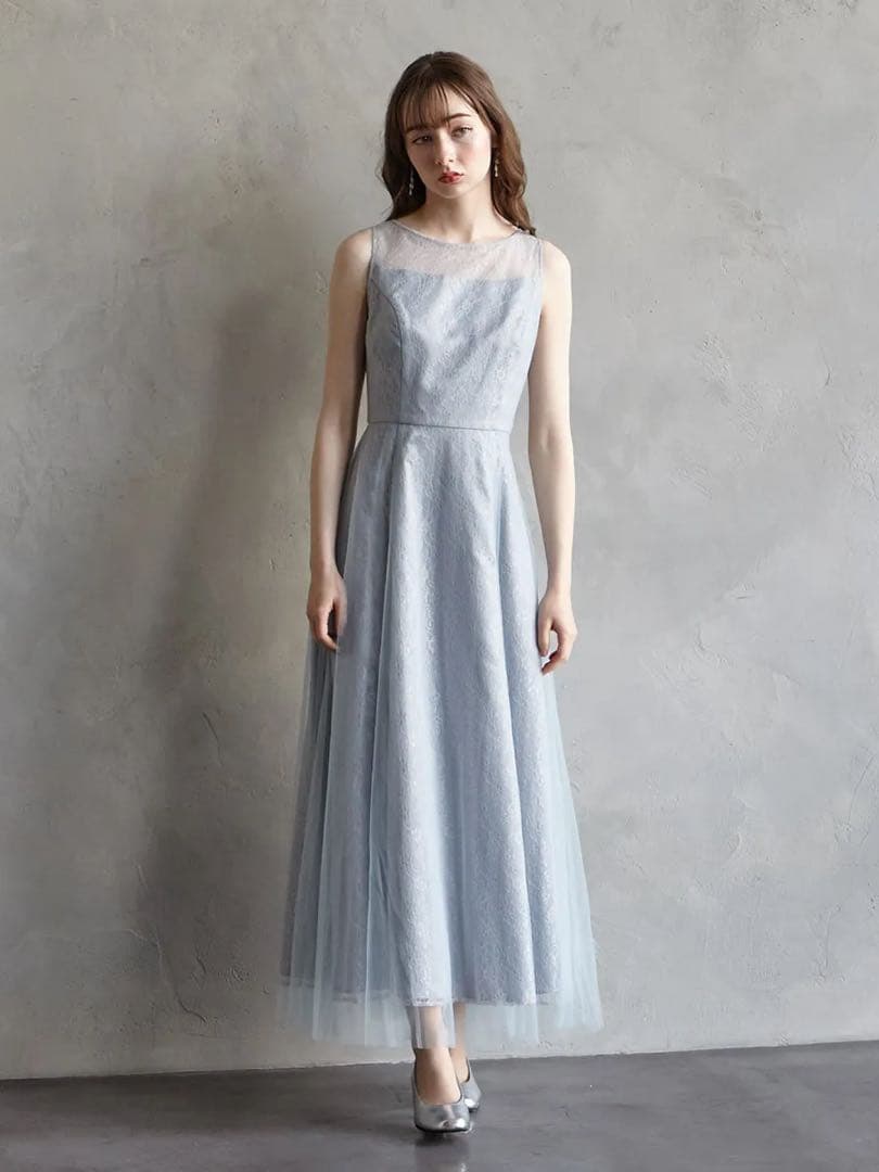 【新品・未使用】サックスブルードレス　レースアップ