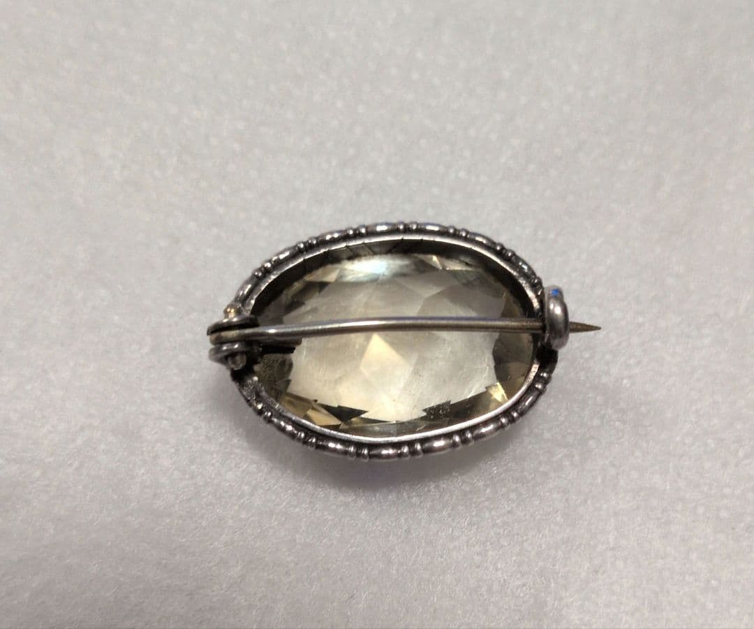 アンティーク　ヴィンテージ　シトリン　？　オーバル　一粒　ブローチ