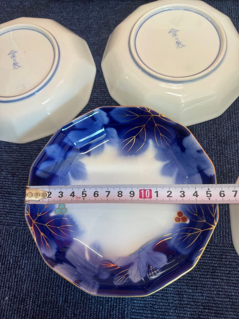 2021 深川製磁　葡萄瑠璃　皿5客　金彩　未使用