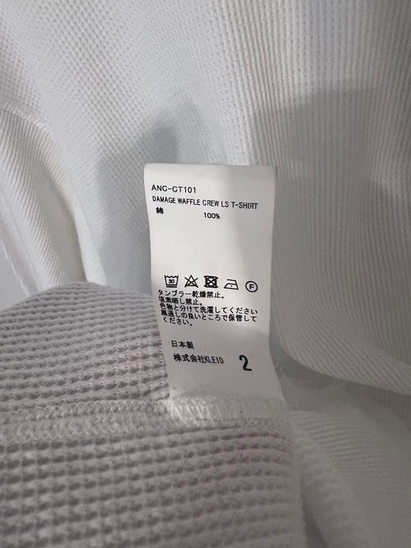 トップス Ancellm DAMAGE WAFFLE CREW LST-SHIRT 2