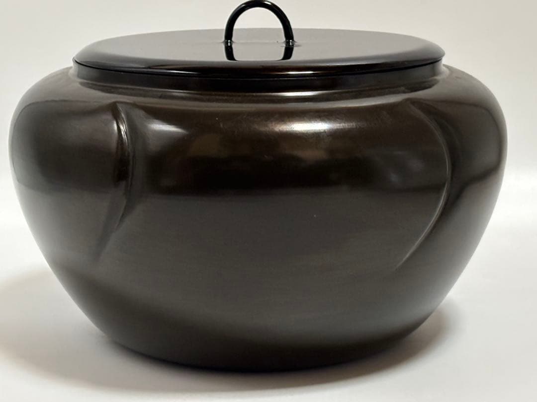 茶道具 銅製 ねじ梅水指 金谷陸雲 唐銅 砂張 水指 共箱