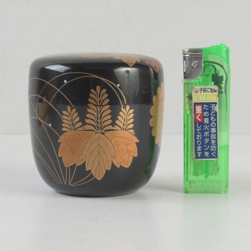 茶道具　呉藤童甫作　菊桐秋草蒔絵　大棗　堀内宗完(兼中斎)極め箱　V　9702