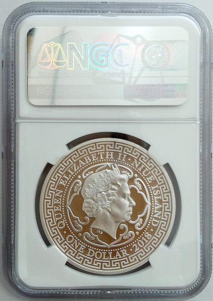 2018 イギリス トレードダラー 英国貿易ドル 1オンス銀貨 PF69UC