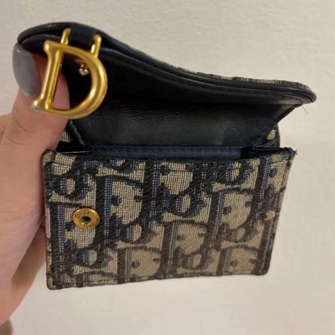 Dior サドル ミニウォレット 三つ折り財布 オブリーク トロッター ネイビー