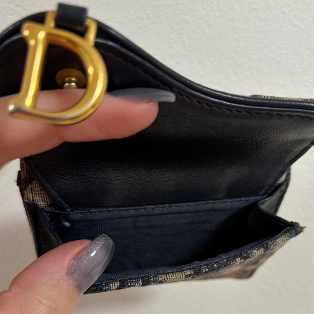 Dior サドル ミニウォレット 三つ折り財布 オブリーク トロッター ネイビー
