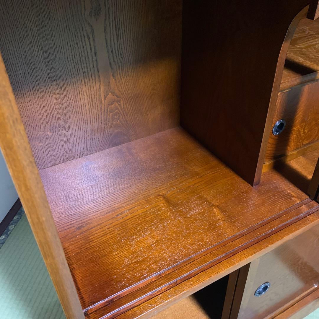 茶箪笥　和風収納棚 ガラス扉付き　アンティーク風　高さ約120㎝