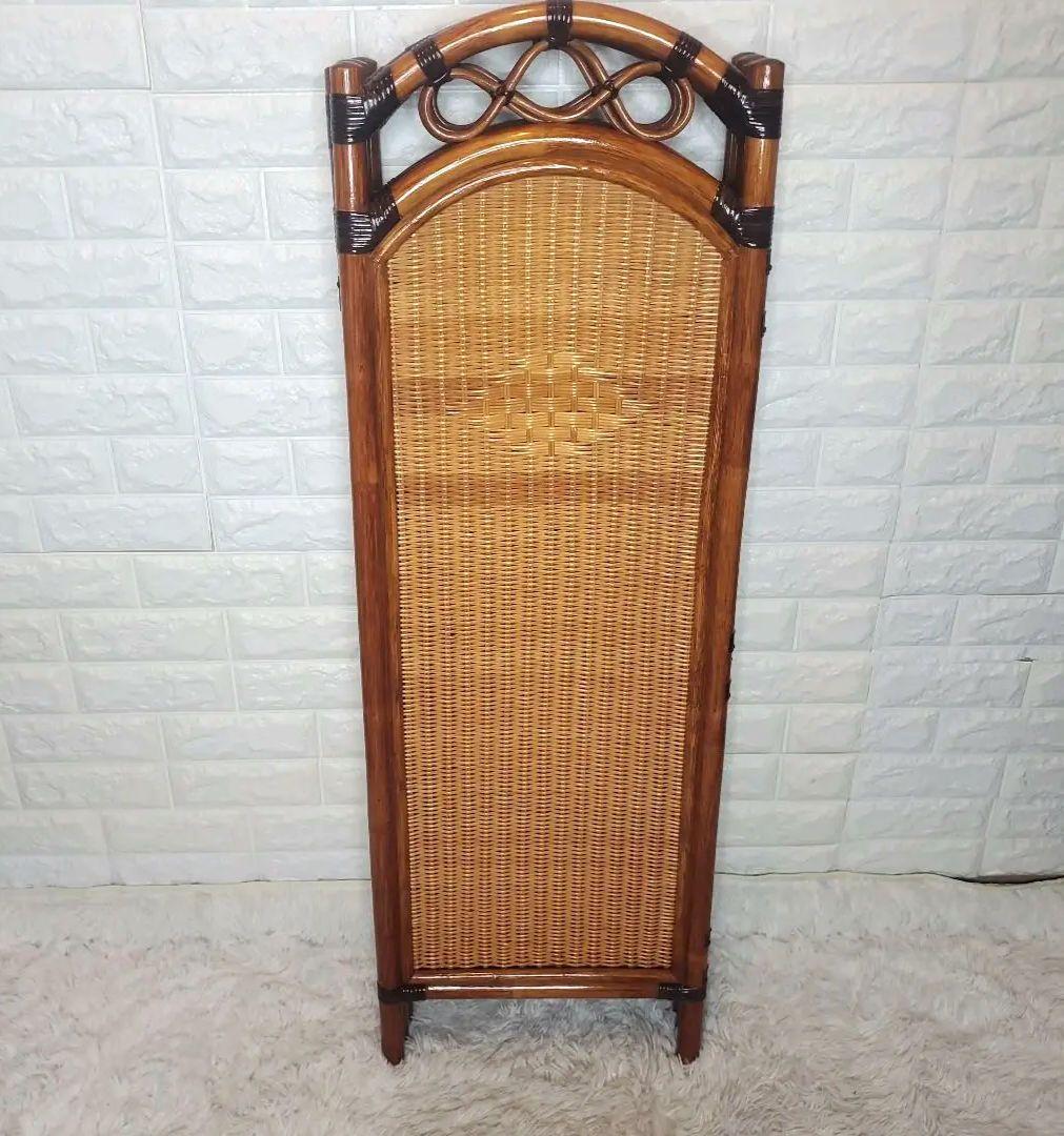 ラタン製アーチ型パーテーション 4パネル