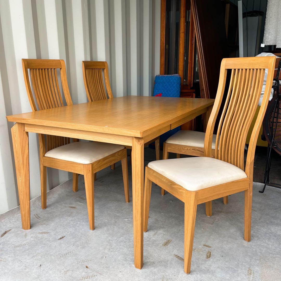 大塚家具 北欧風天然木ナチュラルダイニングテーブル&チェア4脚　ダイニングセット