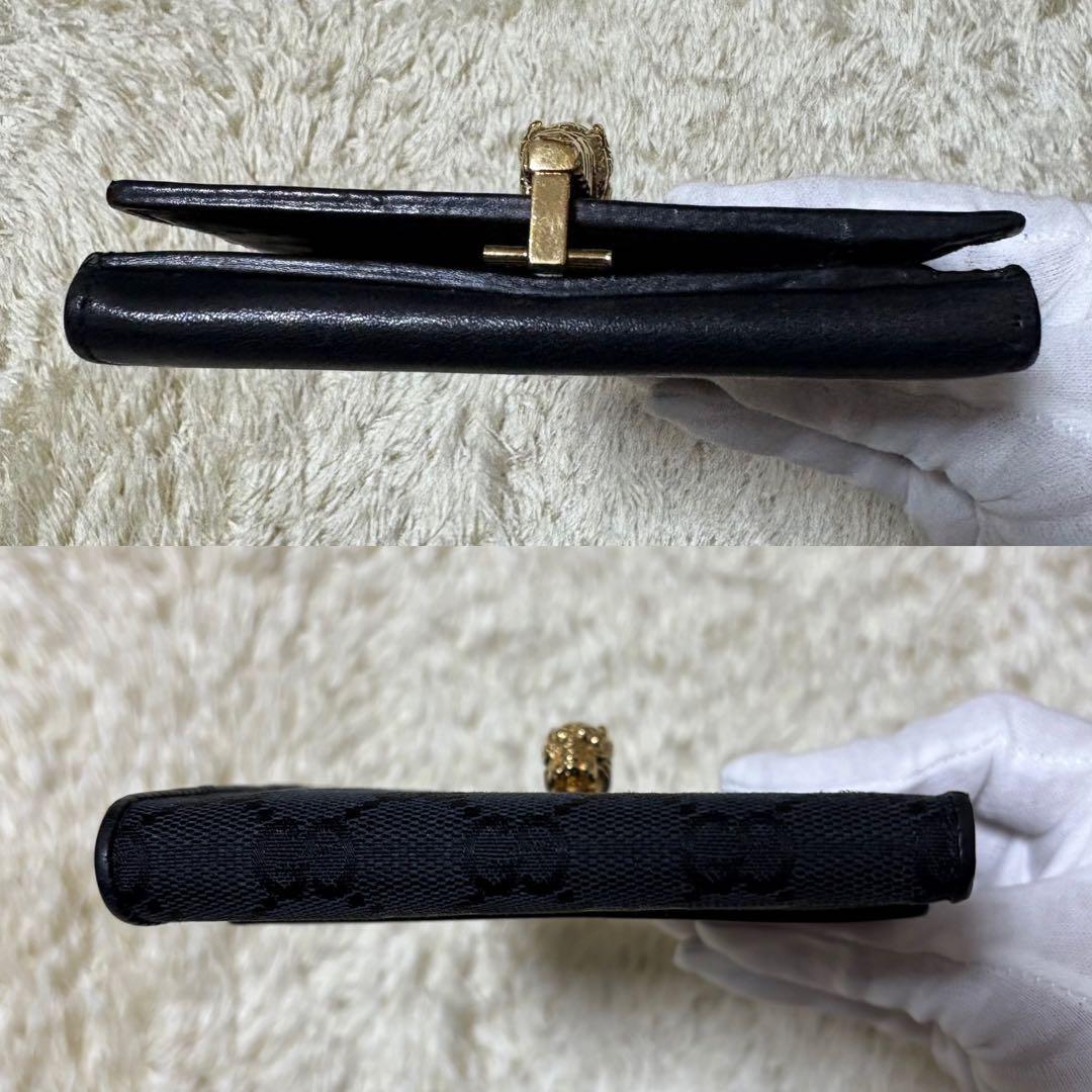 【希少】GUCCI グッチ　折り財布　GG柄　タイガーヘッド　ヴィンテージ
