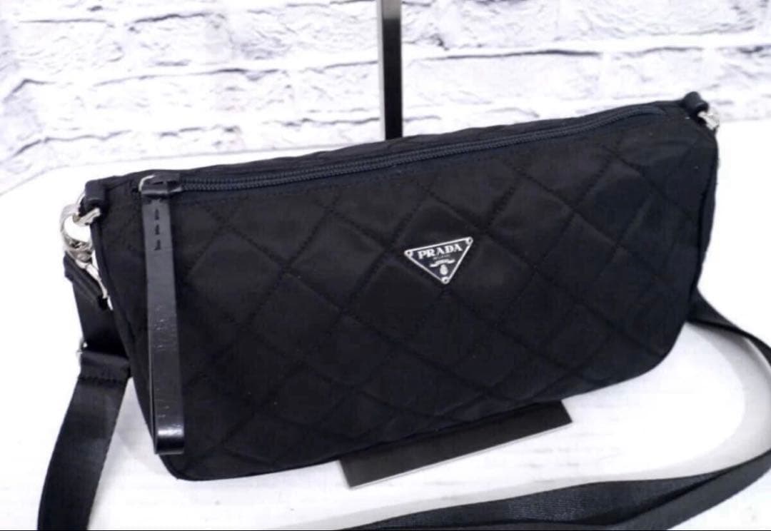 ◆PRADA プラダ キルティングナイロン クロスボディ カメラ バッグ ポーチ