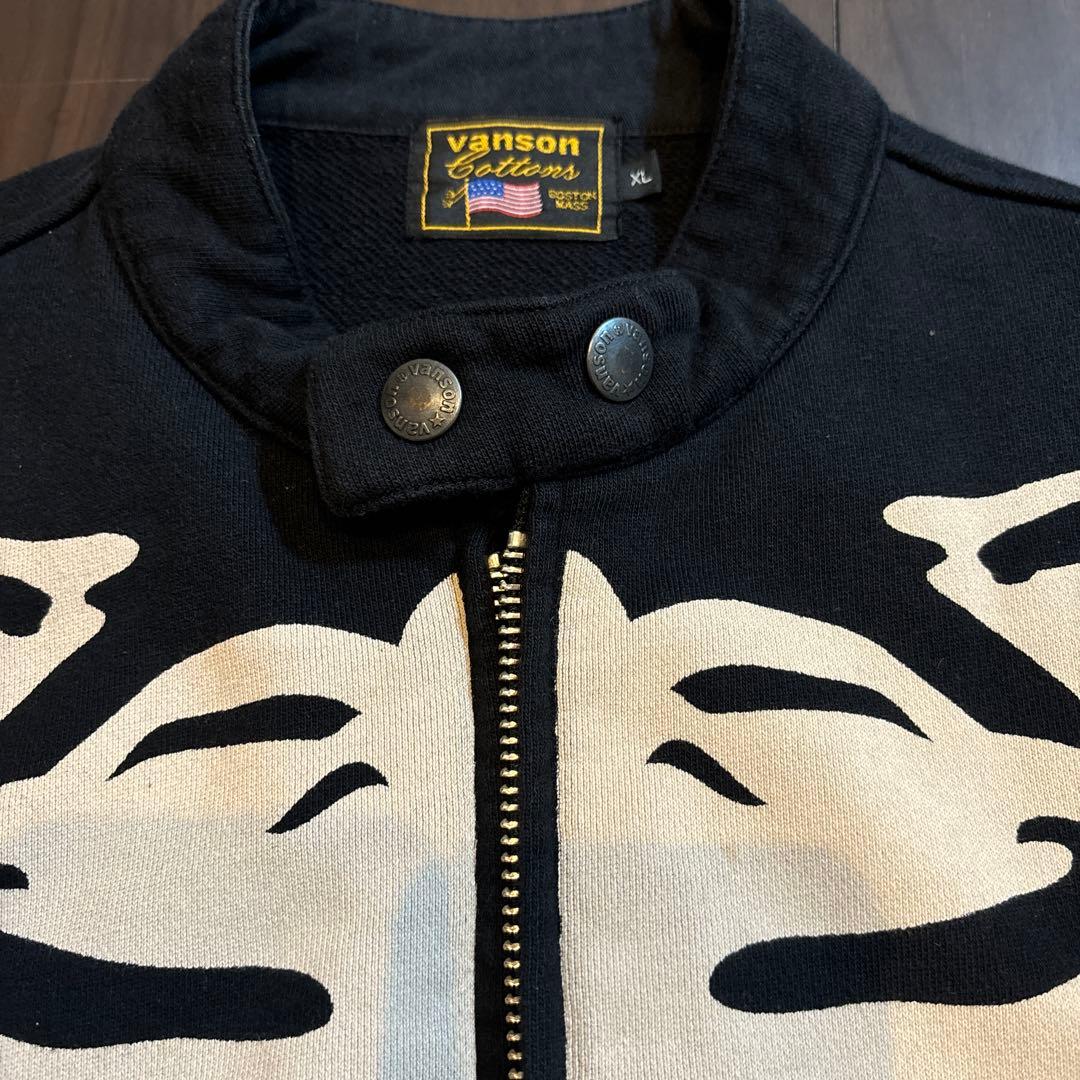 VANSON バンソン コットン シングルライダースジャケット スカル・ボーン