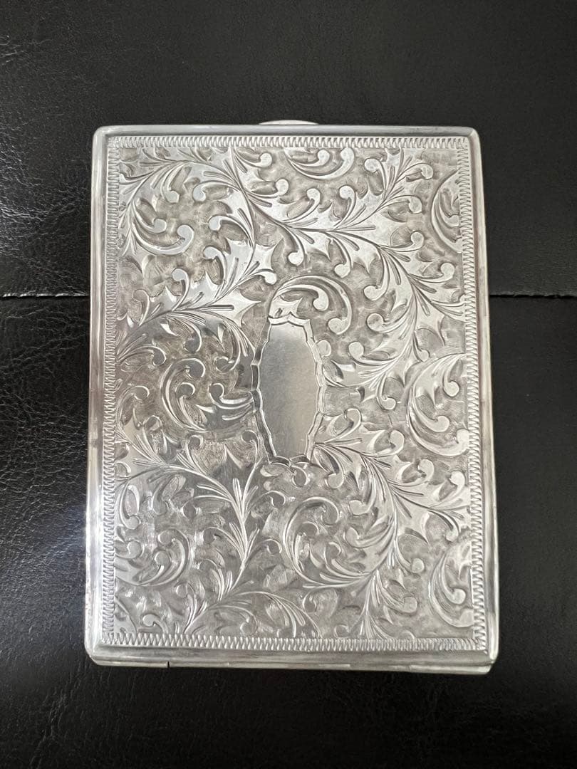 手彫り シルバー 950 純銀製 シガレットケー アンティーク