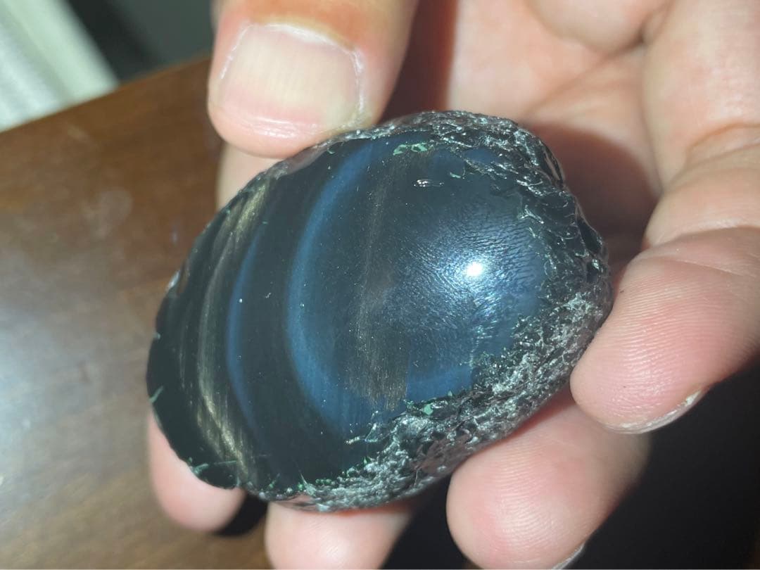 研磨品　十勝玲瓏特級品　両面磨き　ゴールデンレインボーオブシディアン