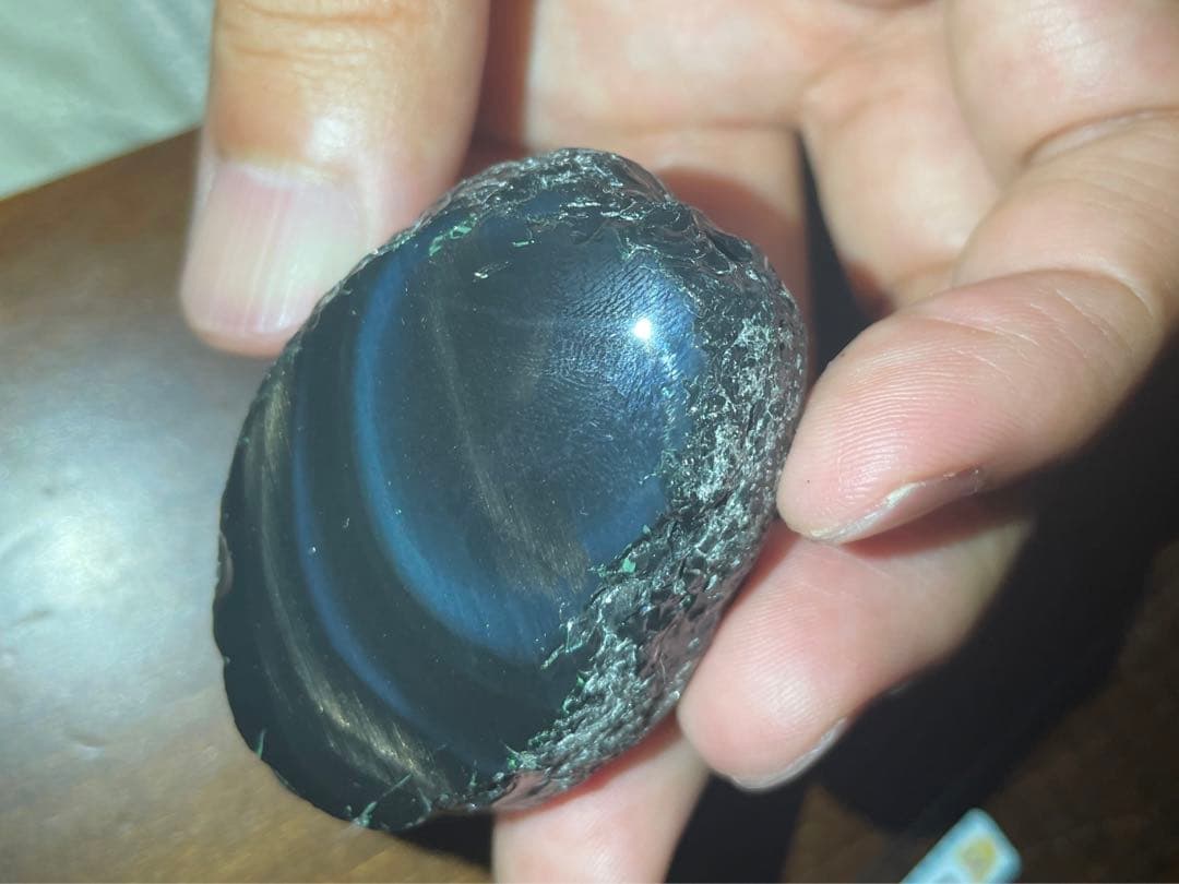 研磨品　十勝玲瓏特級品　両面磨き　ゴールデンレインボーオブシディアン