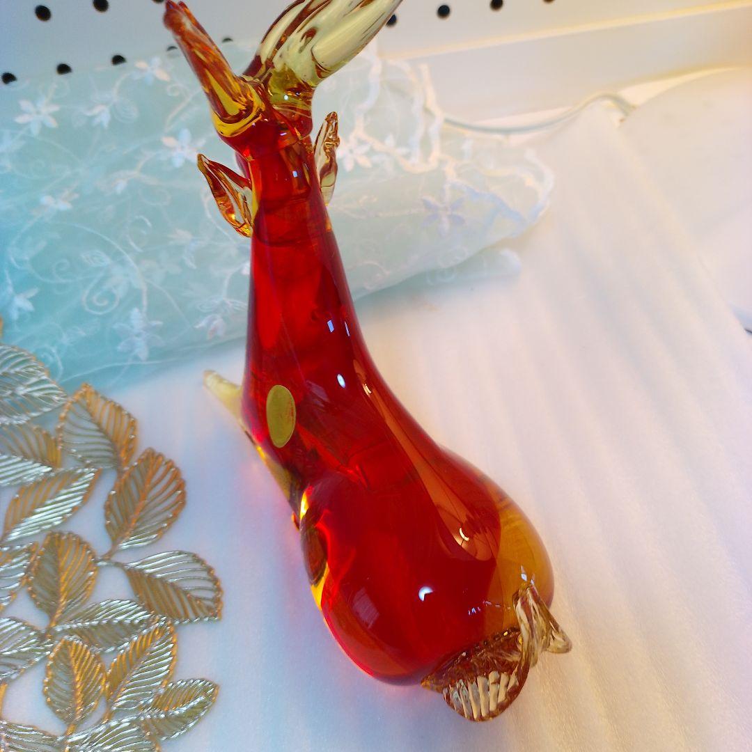 ムラーノベネチアンガラスお対 鹿の置物。