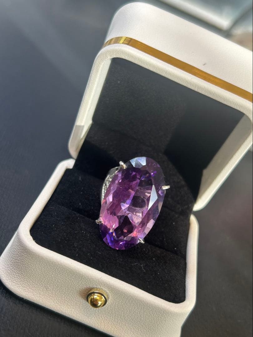 ぶ*ぶ様 天然石アメシスト特大リング16号限定サイズ