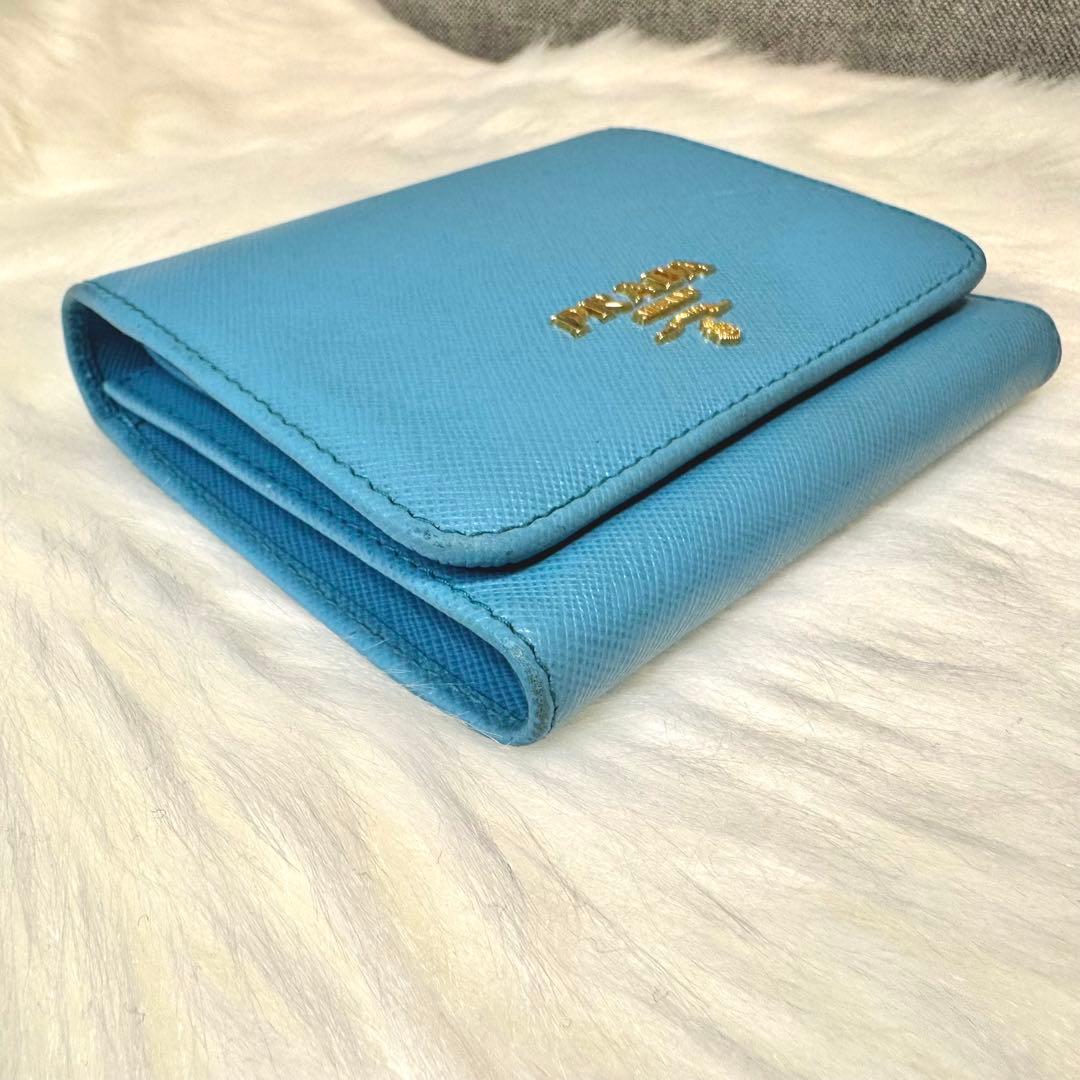 PRADA プラダ サフィアーノ 3つ折財布 ターコイズブルー