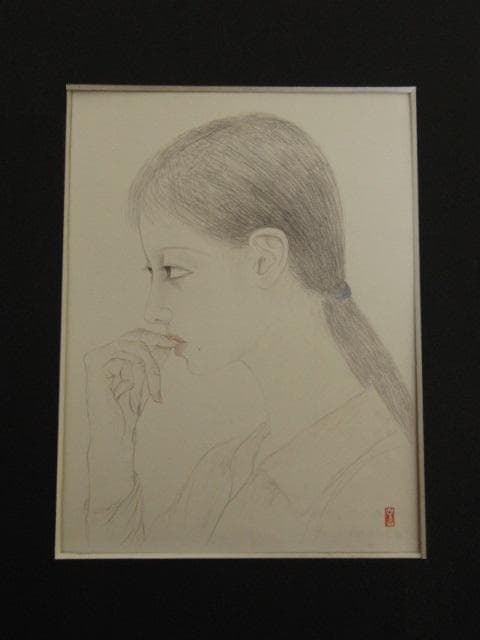 畠中光享、【由子写生】、希少な額装用画集より、新品額装付、状態良好