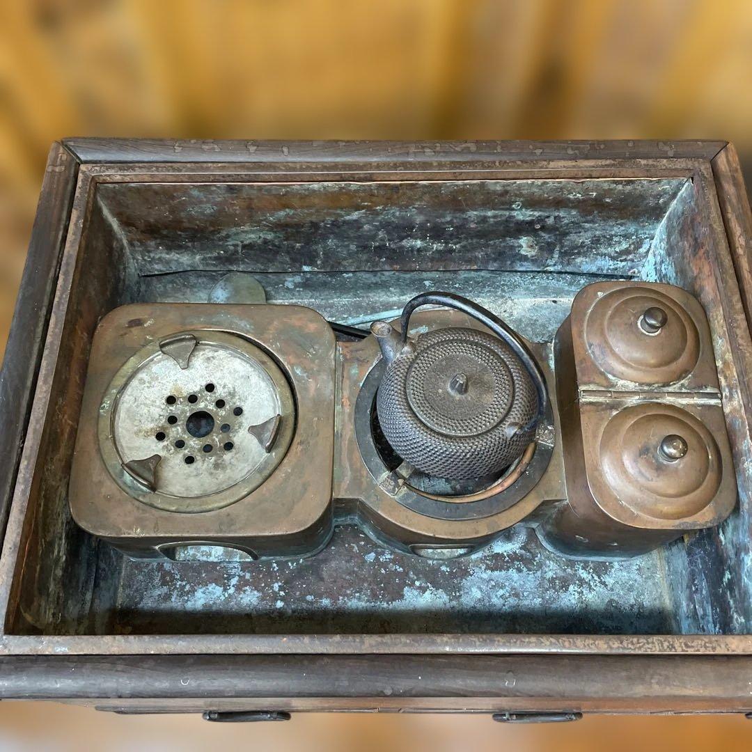 【骨董】関東火鉢　長火鉢　木製　明治・大正時代作　レトロ　道具