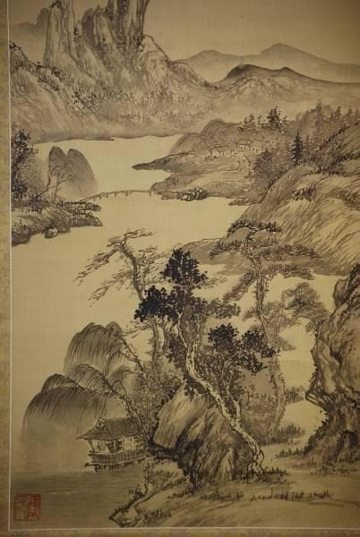 模写/王石谷（王）/山水画賛/布袋屋掛軸HC-820