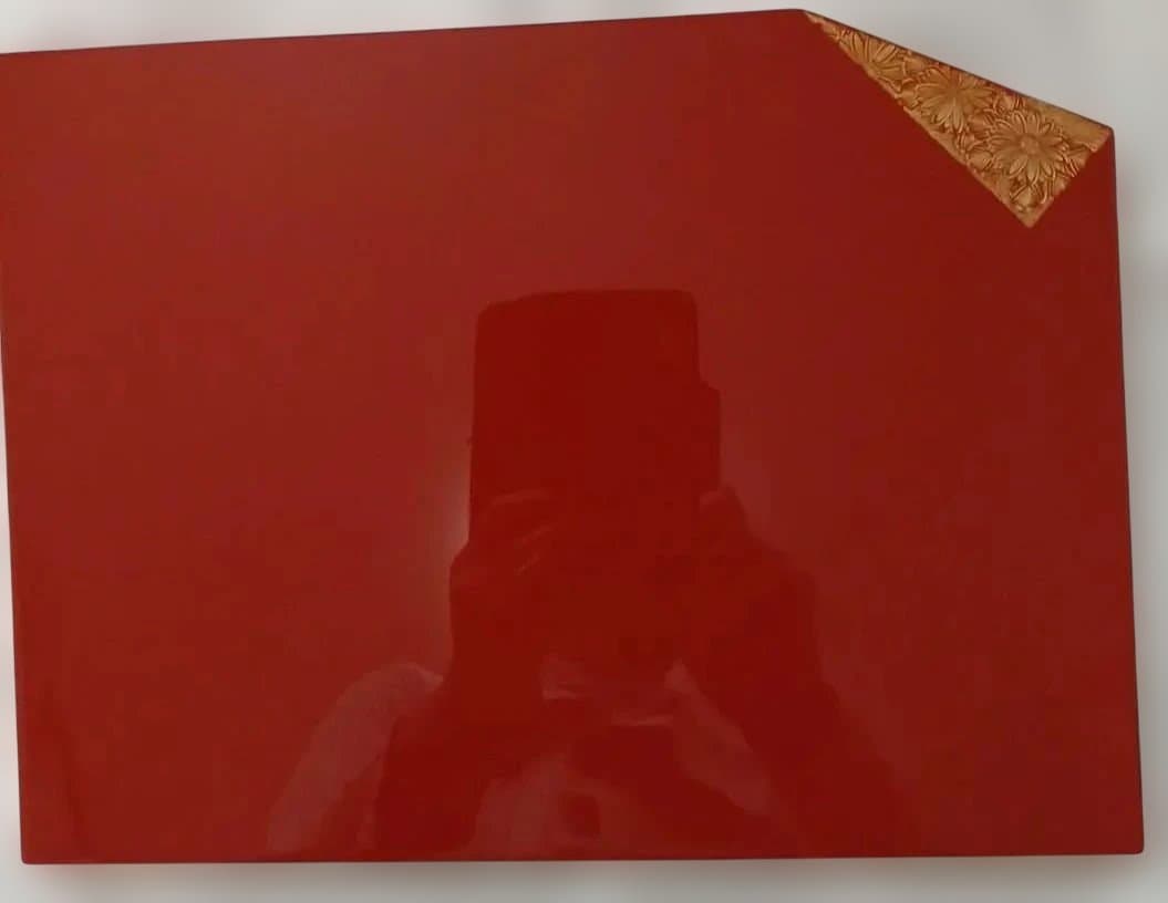 輪島塗　 漆器　菓子皿 　大極上 本堅牢地 山口清松作 菊の蒔絵 紙箱入り