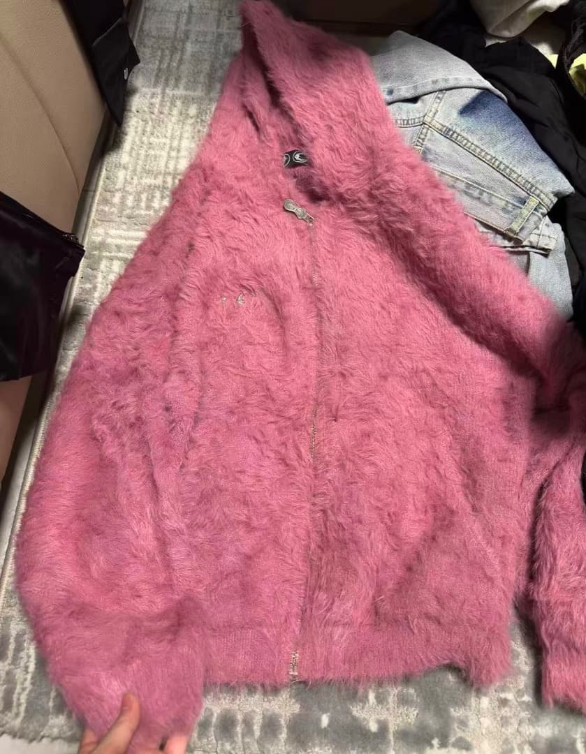 ★サグクラブ★フワフワ素材のピンクジップアップジャケット