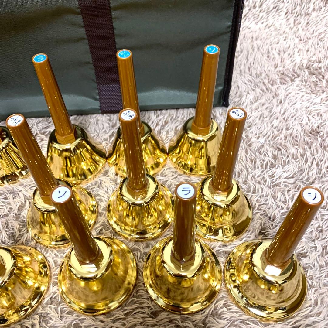 美品 ウチダ ハンドベル ゴールド27音 純正ケース付