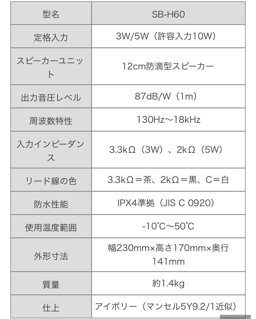 JVC SB-H60 防滴型スピーカー