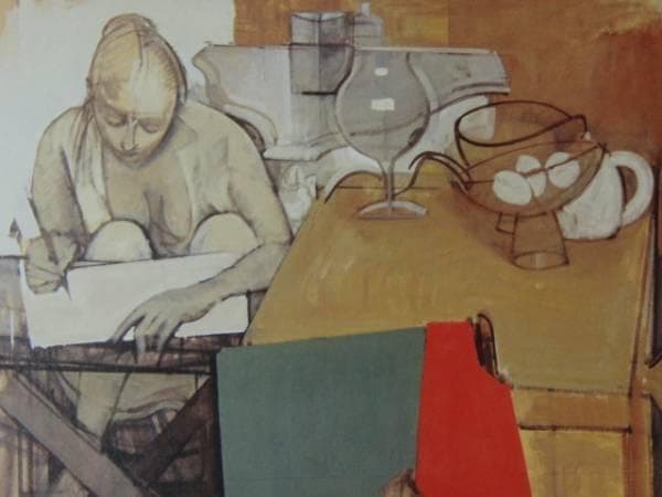 小磯良平、静物２、希少画集画、新品高級額、額装付、状態良好、油彩 風景