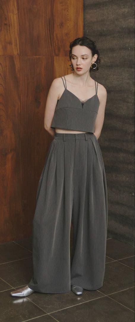 ANDRESD ピンストライプビスチェワイドパンツドレス　Mサイズ