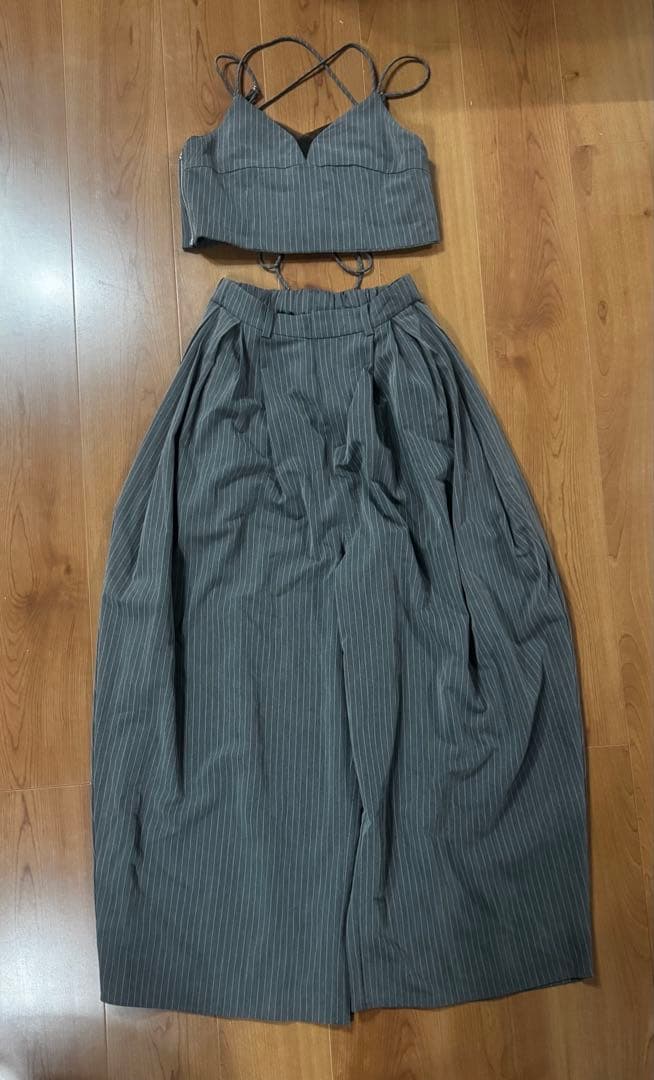 ANDRESD ピンストライプビスチェワイドパンツドレス　Mサイズ