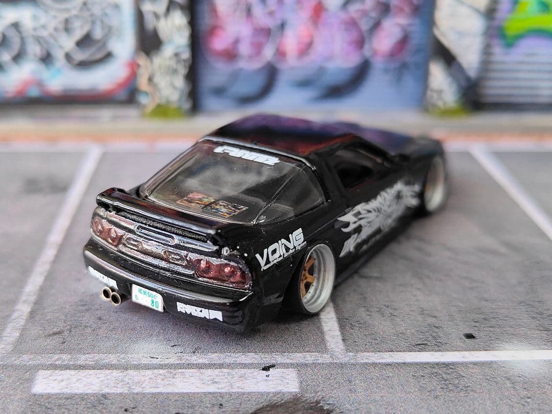 ホットウィールカスタム 日産 シルビア 180sx 全塗装黒☆トミカ改造