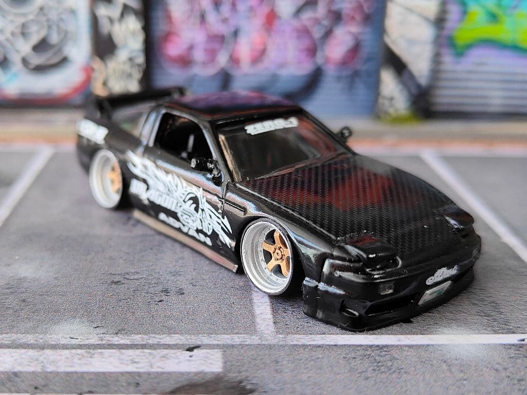 ホットウィールカスタム 日産 シルビア 180sx 全塗装黒☆トミカ改造