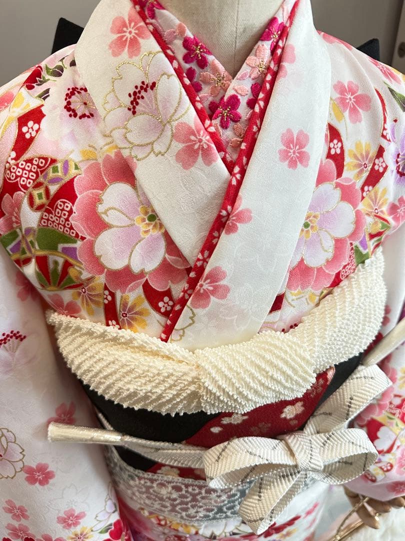 白　七五三　7歳　着物　フルセット　日本製