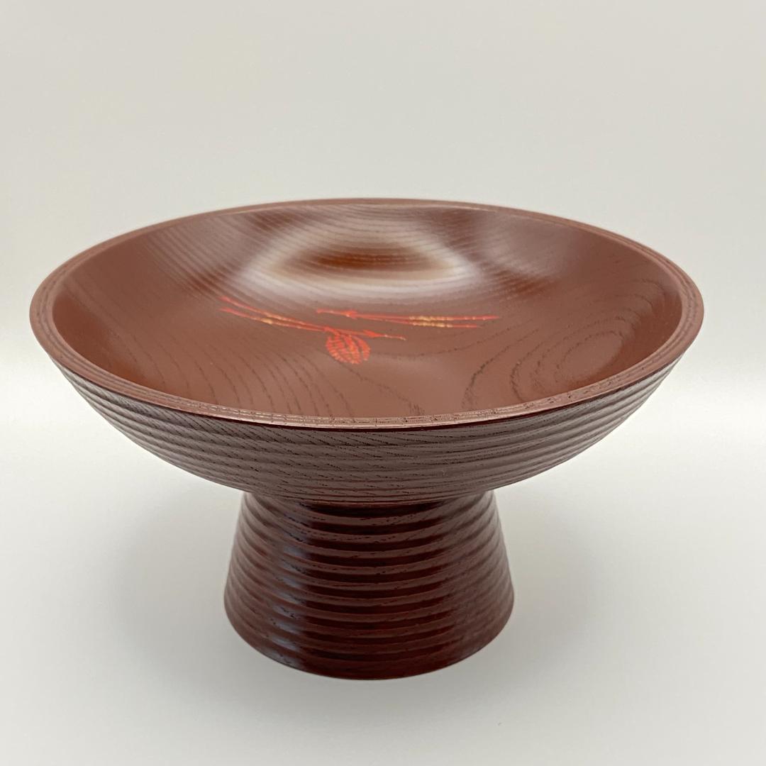 高杯 松葉松の子蒔絵 碌々斎好　吉田華正　共箱入　茶道具　菓子器　漆器