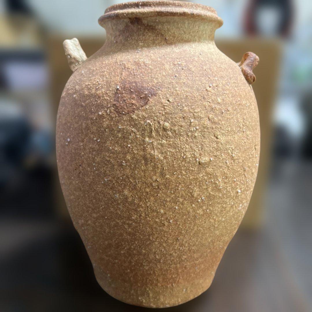 【共箱・説明文付き】信楽焼 花入 仙山窯 素朴で力強い風景の装飾 高さ22.5