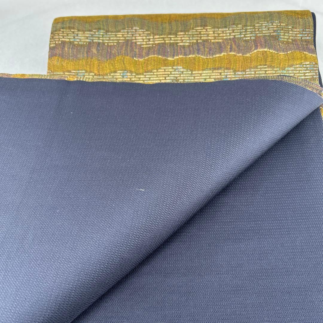 袋帯 緑と紫の波模様0123