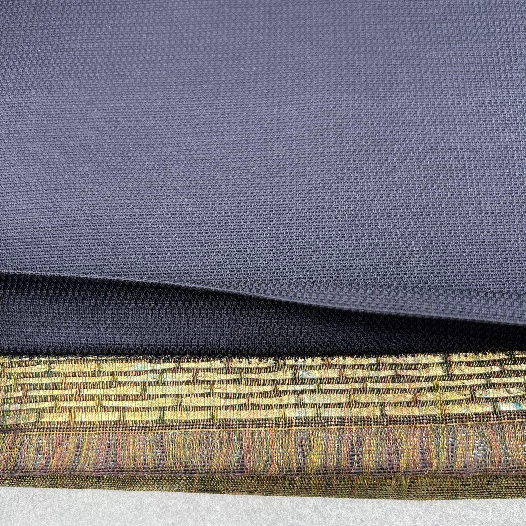 袋帯 緑と紫の波模様0123