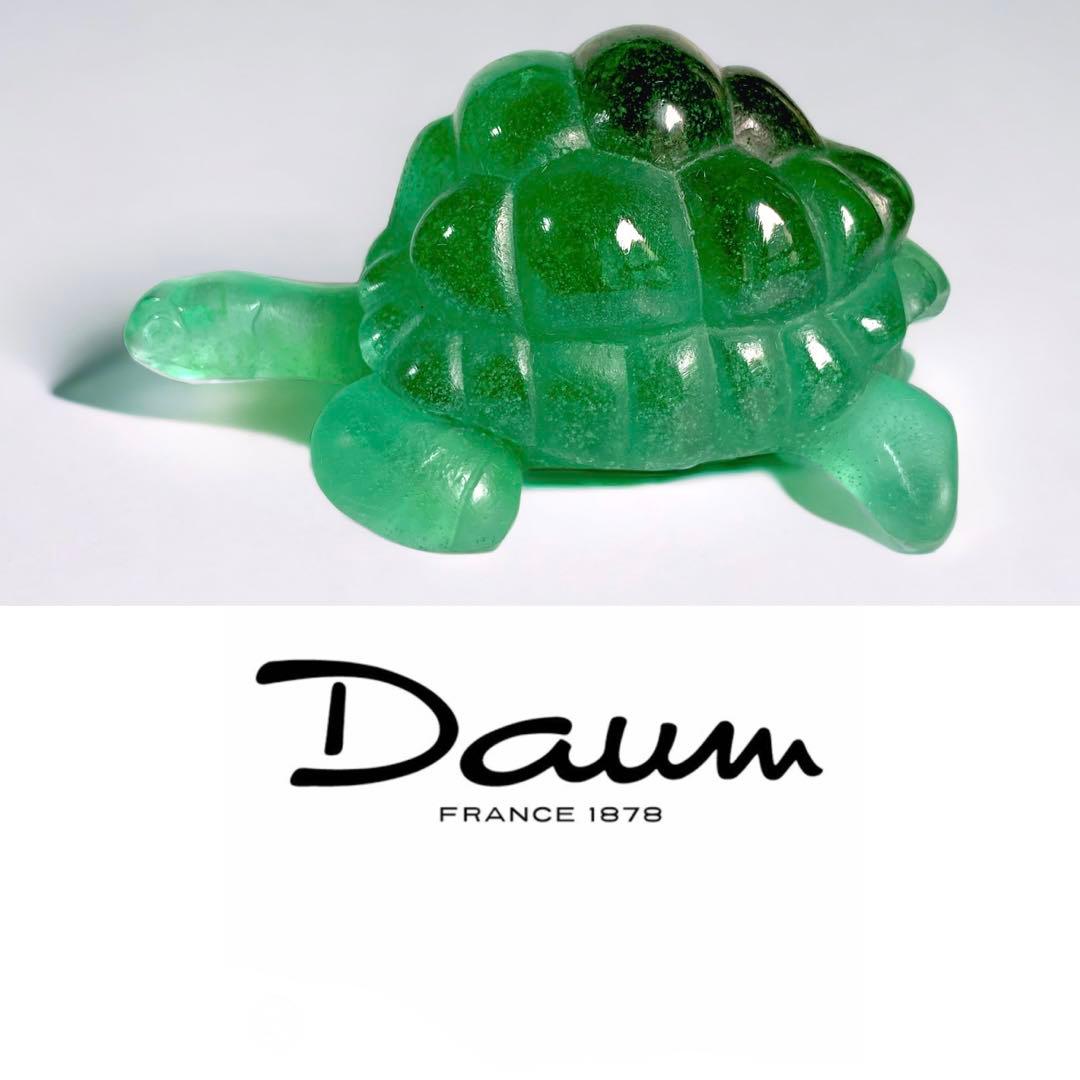 ドームフランス　置物　緑　亀　カメ　　クリスタル　水晶　ナンシー　daum