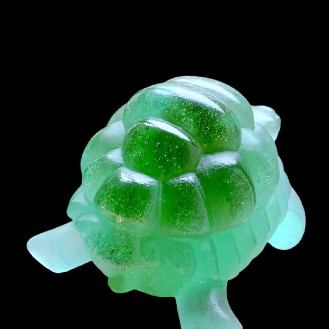 ドームフランス　置物　緑　亀　カメ　　クリスタル　水晶　ナンシー　daum