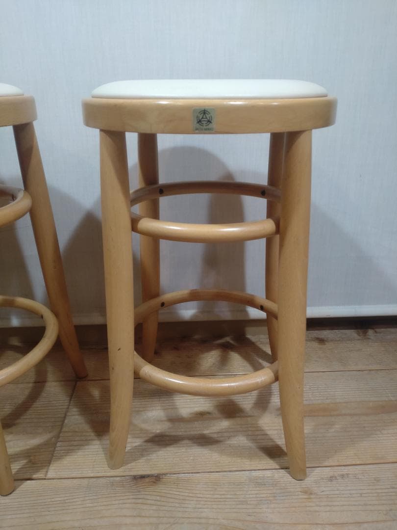 秋田木工　曲木スツール　ブナ材　カウンターチェア　高さ51㎝　2脚セット